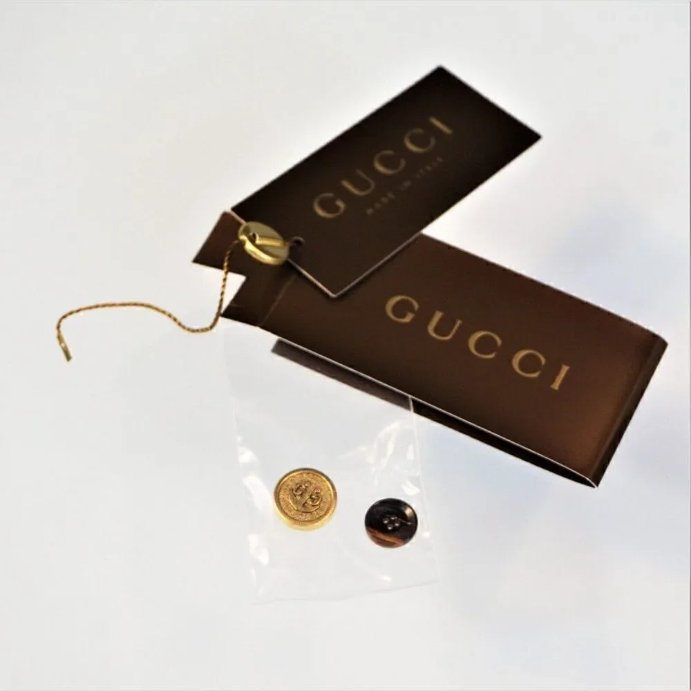 Gucci Replacement Buttons 1 Gold Color Metal Shank 1 Brown 4 Hole Plastic Button